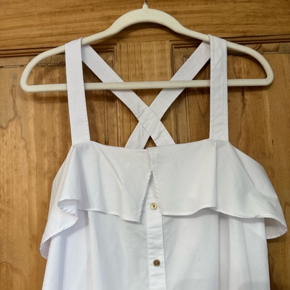 Michael Kors White Button-Down Ruffle Tank - Picture 2 of 10